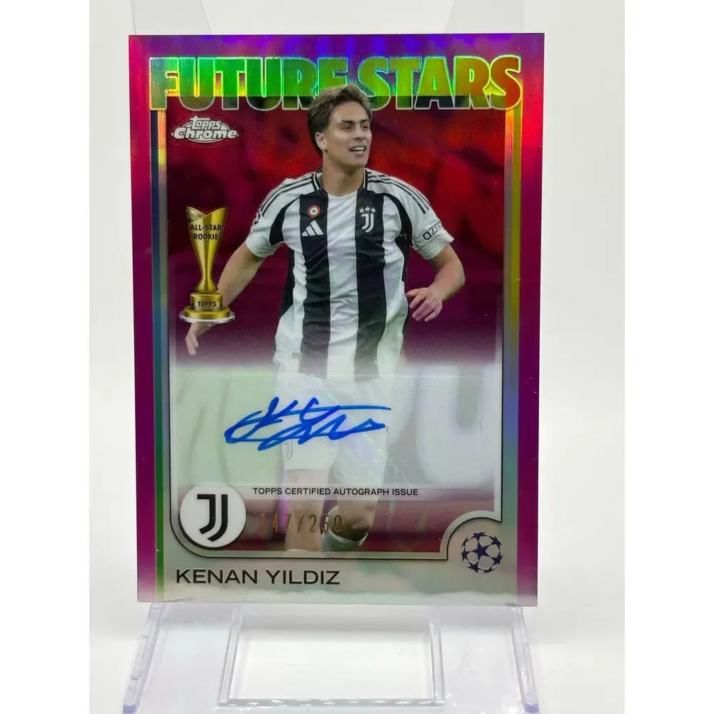 2024-25 Topps Chrome UEFA Kenan Yildiz Future Stars Pink Auto 147/250 SP Turkiye - Picture 1 of 2